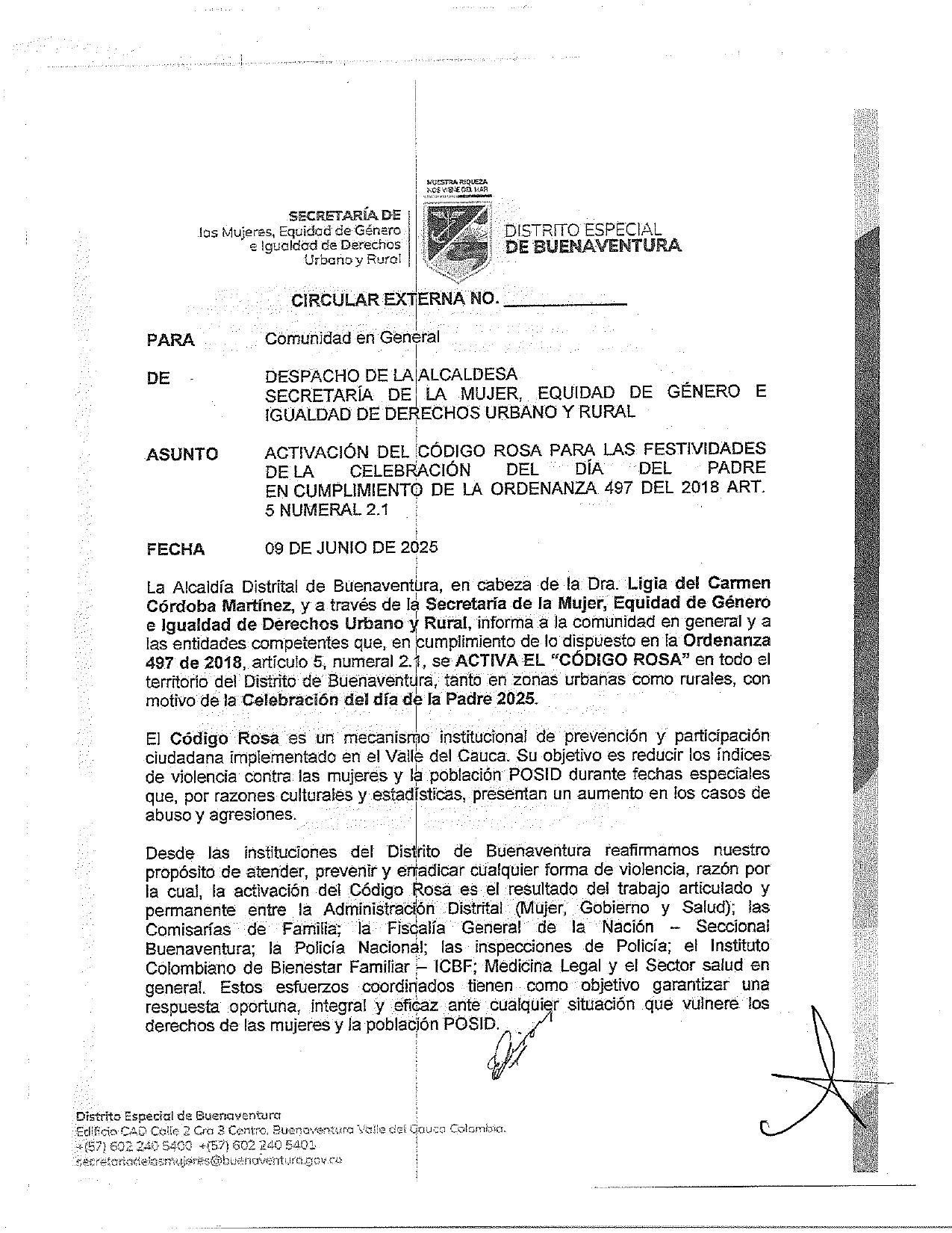 Activación Código Rosa
