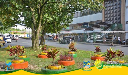 Establecimiento PÃºblico Ambiental recibe jardÃ­n creado con residuos sÃ³lidos en el separador de la autopista SimÃ³n BolÃ­var