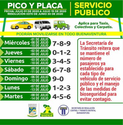 Alcalde modifica pico y cédula al igual que el pico y placa para transporte de servicio público a partir del 1 de julio