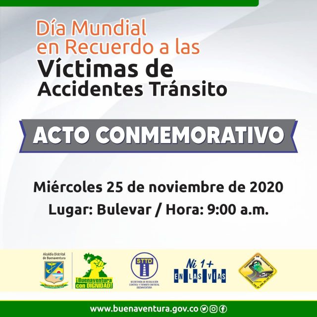 Alcaldía conmemora este miércoles el día internacional de las víctimas de accidentes de tránsito