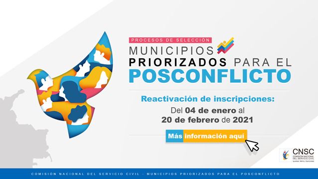Reactivación de inscripciones proceso de selección municipios priorizados para el posconflicto - PDET
