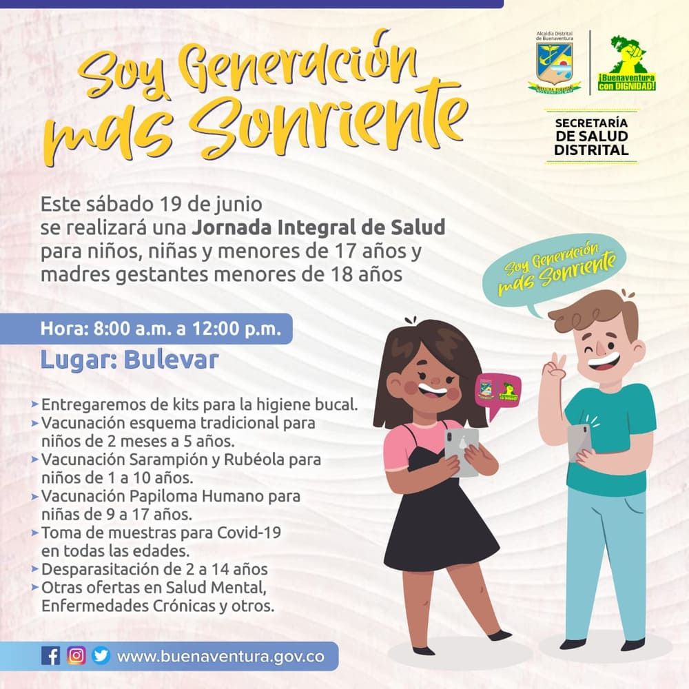 Jornada de Salud para ni&ntilde;os, ni&ntilde;as y menores de 18 a&ntilde;os este fin de semana en Buenaventura