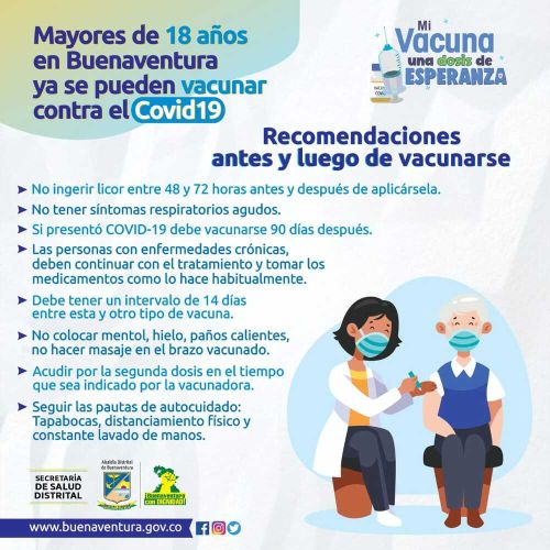 Mayores de 18 años en Buenaventura ya se pueden vacunar contra el Covid 19