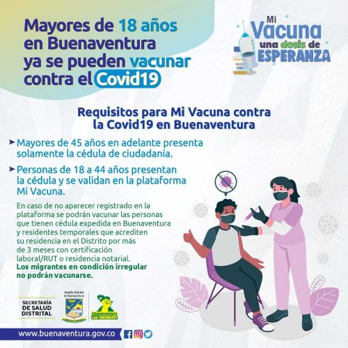 Mayores de 18 años en Buenaventura ya se pueden vacunar contra el Covid 19