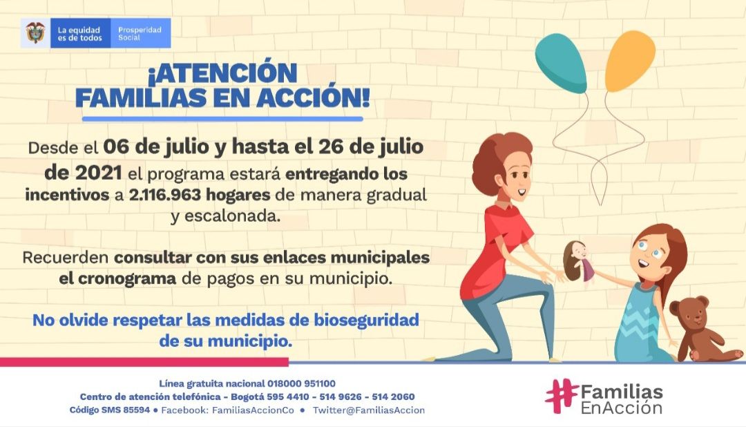 Comunicado - Pago a beneficiarios de Familias en Acción