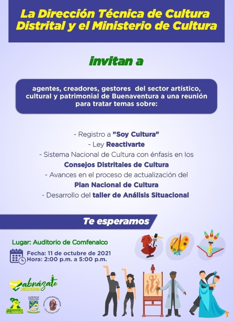 Este 11 de octubre se realizará capacitación sobre procesos importantes del sector cultural en Buenaventura