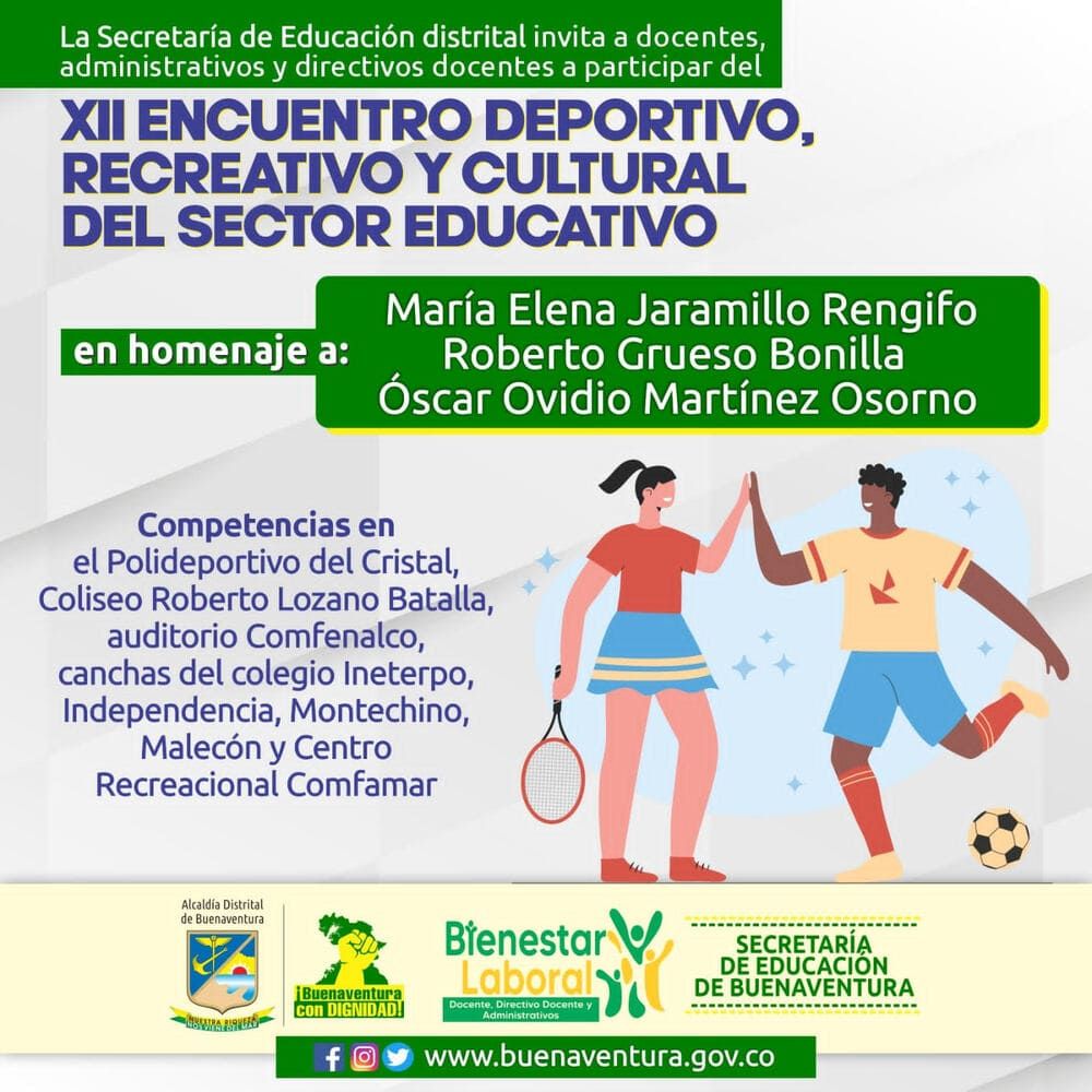 Este lunes arranca el XII Encuentro Deportivo, Recreativo y Cultural del sector Educativo en Buenaventura