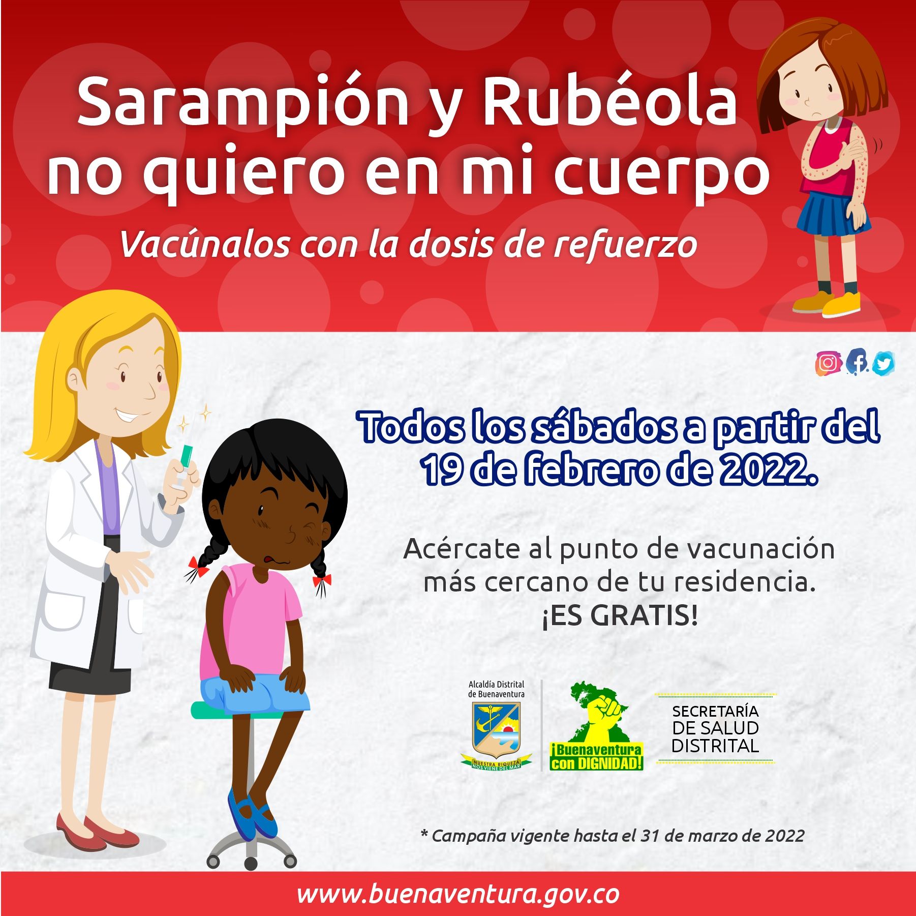 Padres y cuidadores deben aplicar dosis de refuerzo contra Sarampión y Rubéola a los niños y niñas