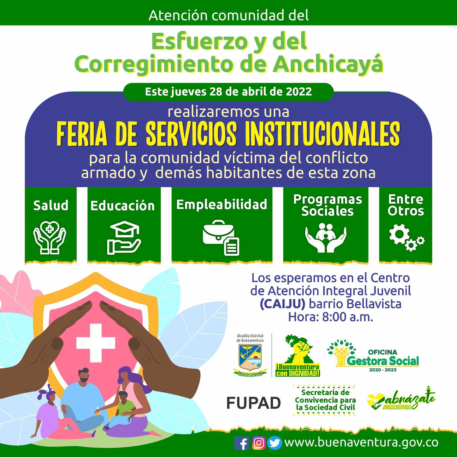 Adelantarán  oferta de servicios institucionales para beneficiar a víctimas del conflicto de Anchicayá y El Esfuerzo