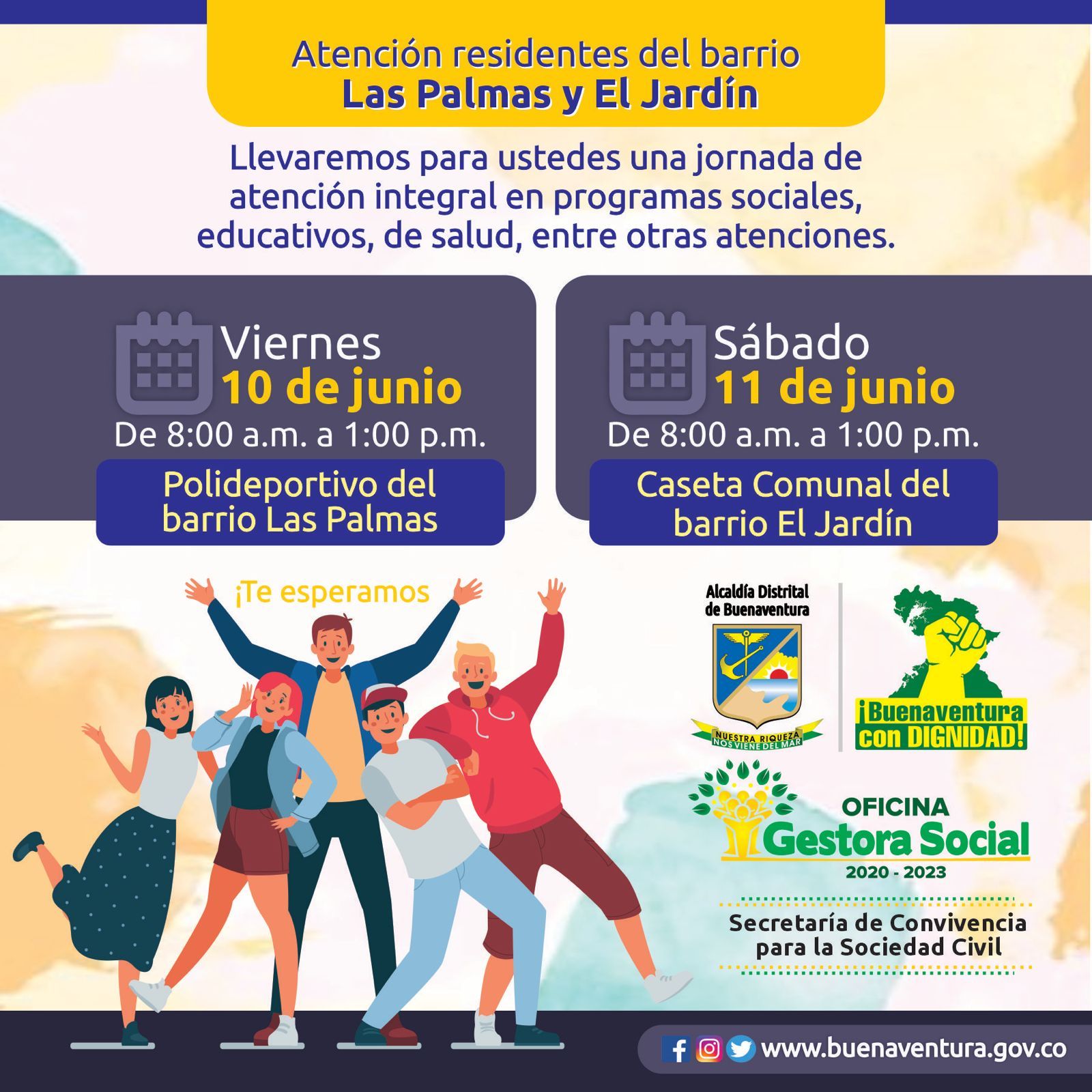 Alcaldía Distrital realizará jornada de atención integral en Las Palmas y Jardín 