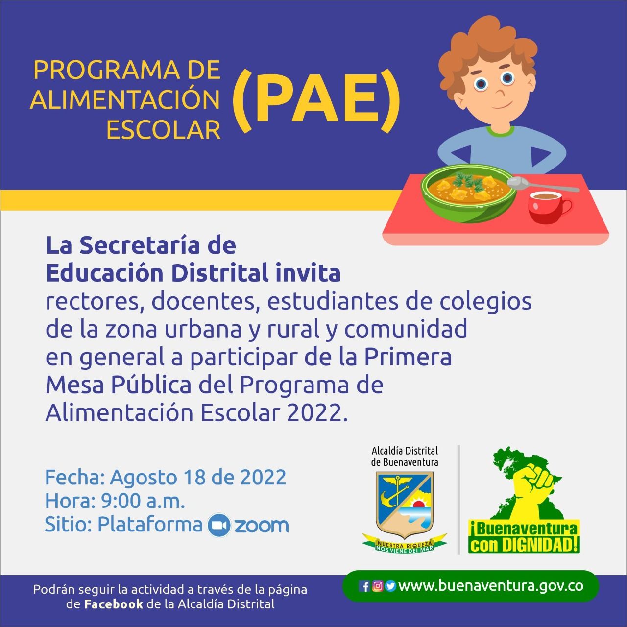 Secretaría de Educación realizará Primera Mesa Pública del Programa de Alimentación Escolar - PAE