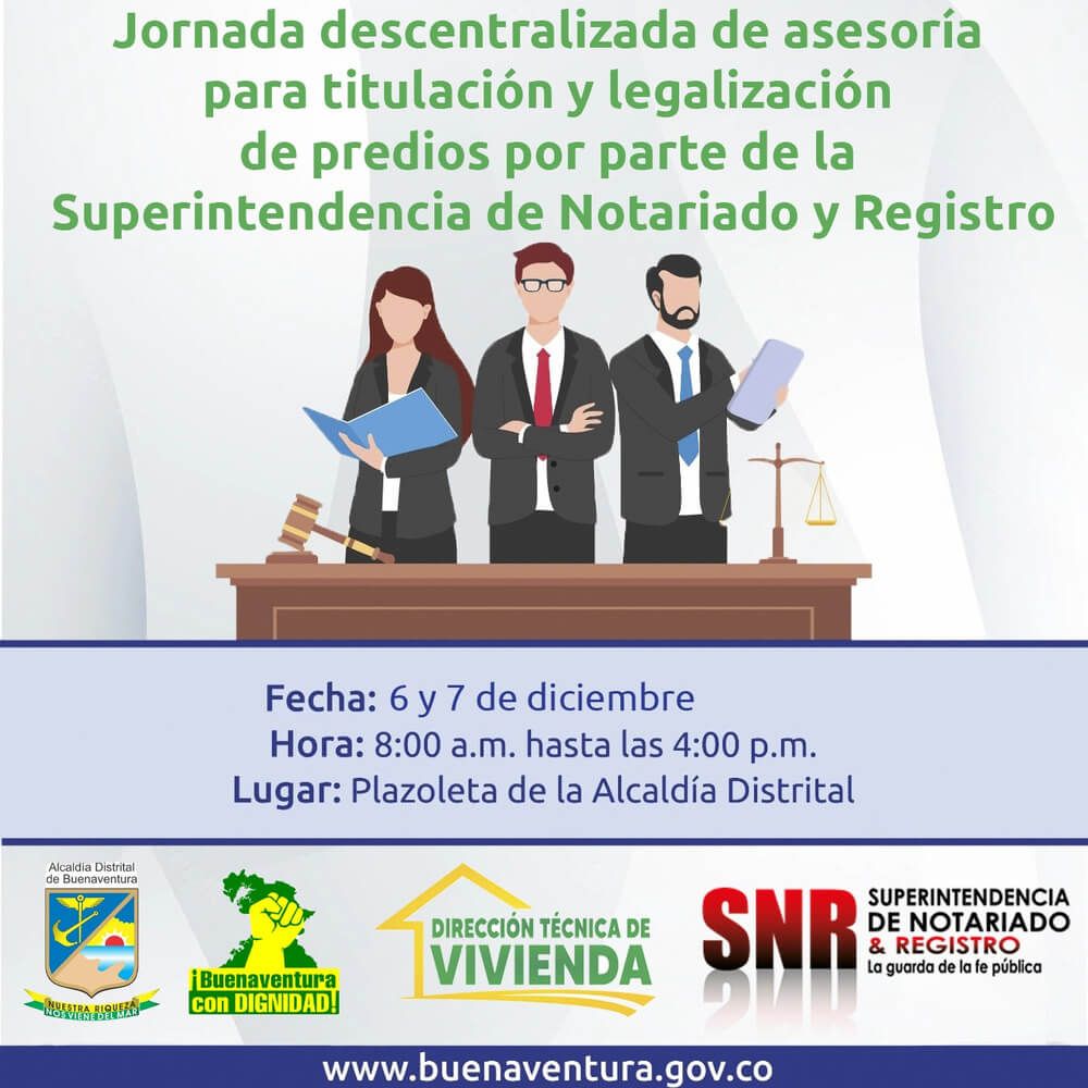 Con presencia de la Superintendencia de Notariado y Registro se dará asesoría de titulación