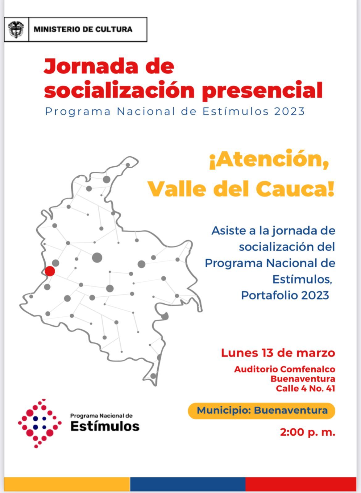 Este lunes se realizará socialización del Programa Nacional de Estímulos 2023