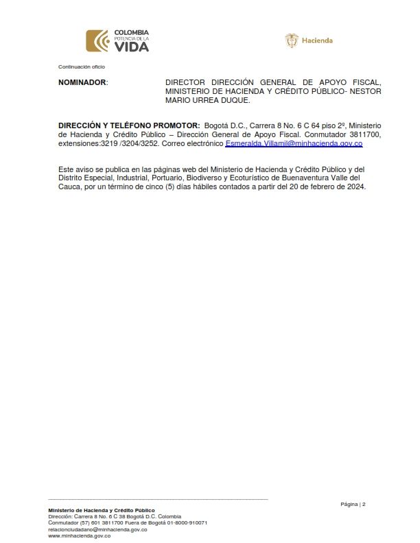 INICIACI&Oacute;N PROMOCI&Oacute;N PROCESO DE REESTRUCTURACION DE PASIVOS DEL DISTRITO ESPECIAL, INDUSTRIAL, PORTUARIO, BIODIVERSO y ECOTURISTICO DE BUENAVENTURA-VALLE DEL CAUCA
