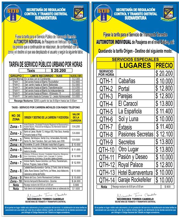 Secretaría de Tránsito sigue entregando tabla de tarifas del transporte público a conductores