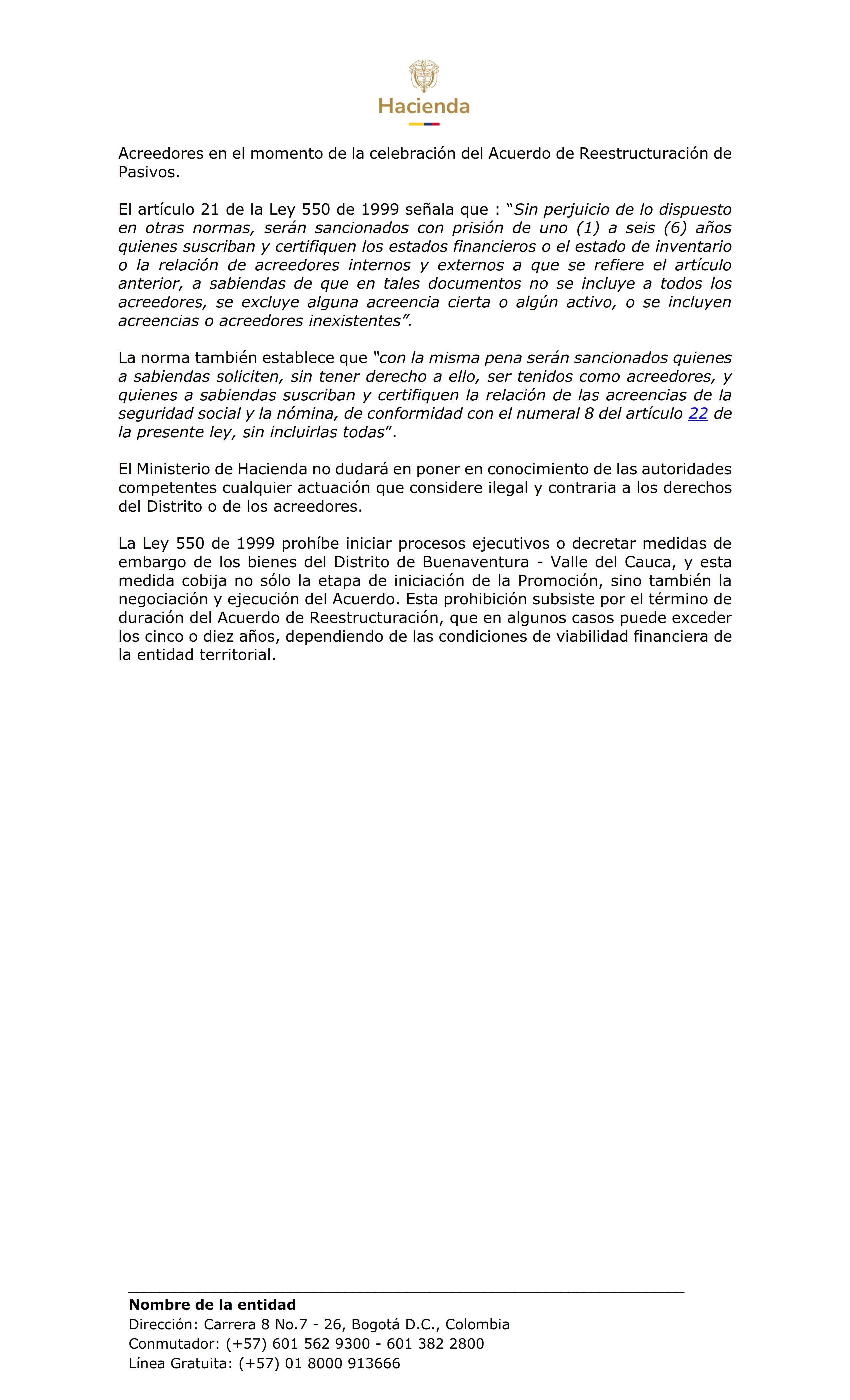 COMUNICADO DIRECTOR DAF SOBRE LA DETERMINACION DE ACREENCIAS Y DERECHOS DE VOTO