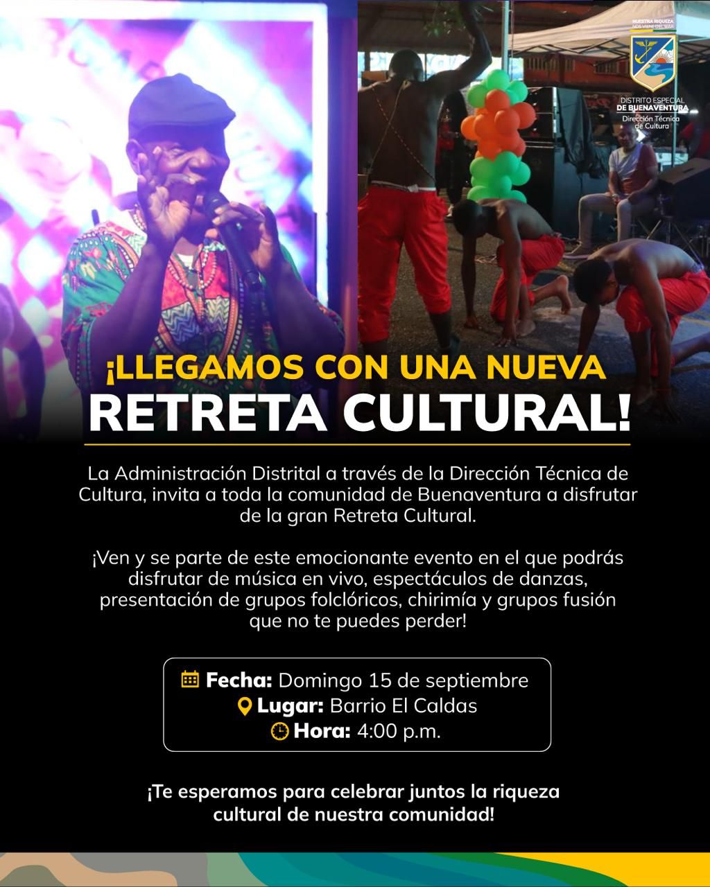 Retreta Cultural y concierto: “Arte y Cultura para la Paz – Mi Gente”, realizará la Alcaldía el 15 de septiembre