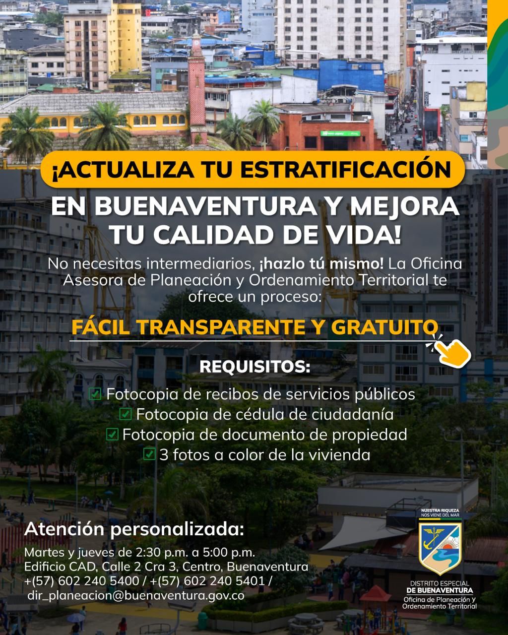 Alcaldía de Buenaventura facilita acceso al certificado de estratificación un paso hacia la transparencia y eficiencia
