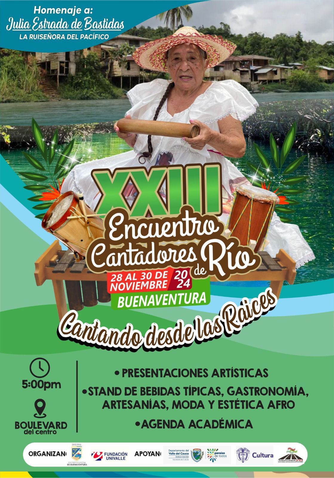 Buenaventura celebra su tradición con el Encuentro Cantadores de Río, en homenaje a la maestra Julia Estrada de Bastidas