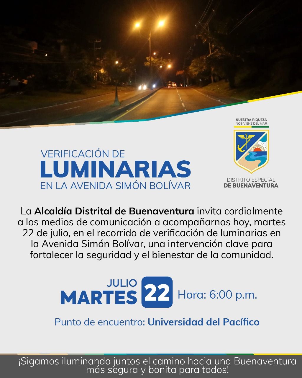 Buenaventura le apuesta a la seguridad a través de la iluminación pública