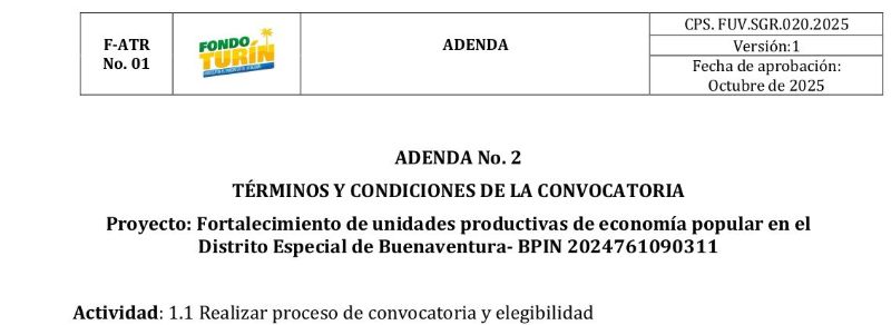 Adenda No. 2 Fondo Tur&iacute;n