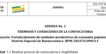 Adenda No. 2 Fondo Tur&iacute;n