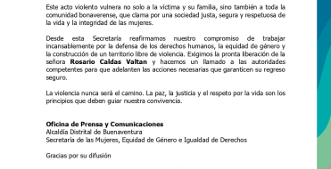 Comunicado de rechazo frente al secuestro de la se&ntilde;ora Rosario Caldas Valtan