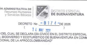 Decreto No 0174 de mayo 14 de 2026