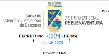 Decreto No. 0224 de 2026 Por el cual se declara la situaci&oacute;n de calamidad p&uacute;blica