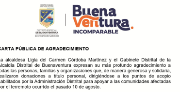 Carta p&uacute;blica de agradeciento